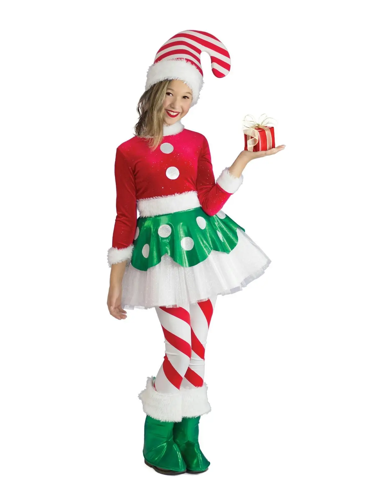 Princess Paradise Candy Cane Elf Princess Dress Up Christmas Costume Size M - Fashion