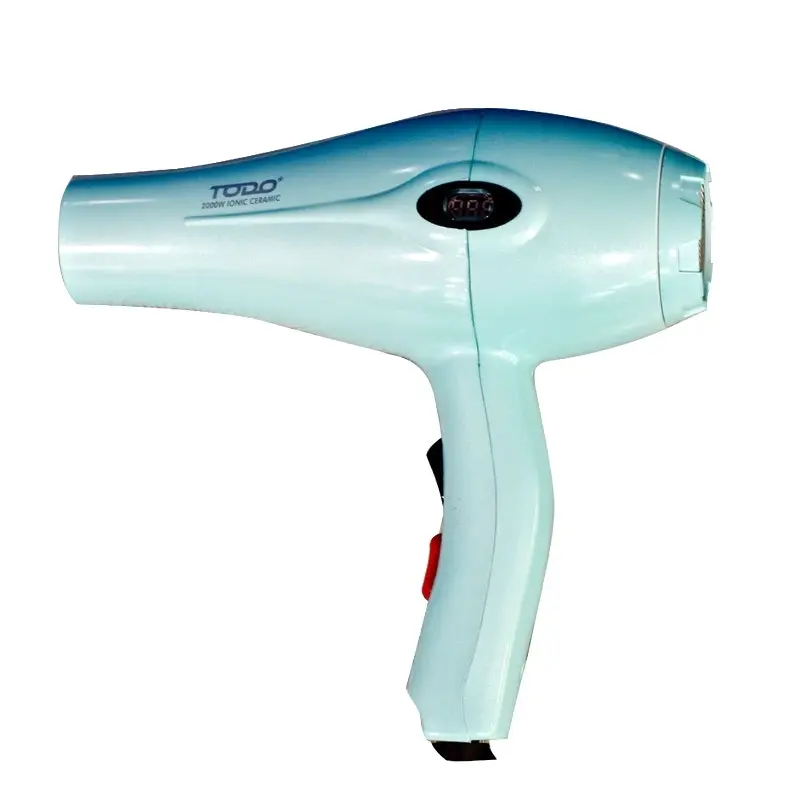 TODO 2000W Ionic Ceramic Anti Frizz Hair Dryer Digital Temperature Lcd Blue - Beauty