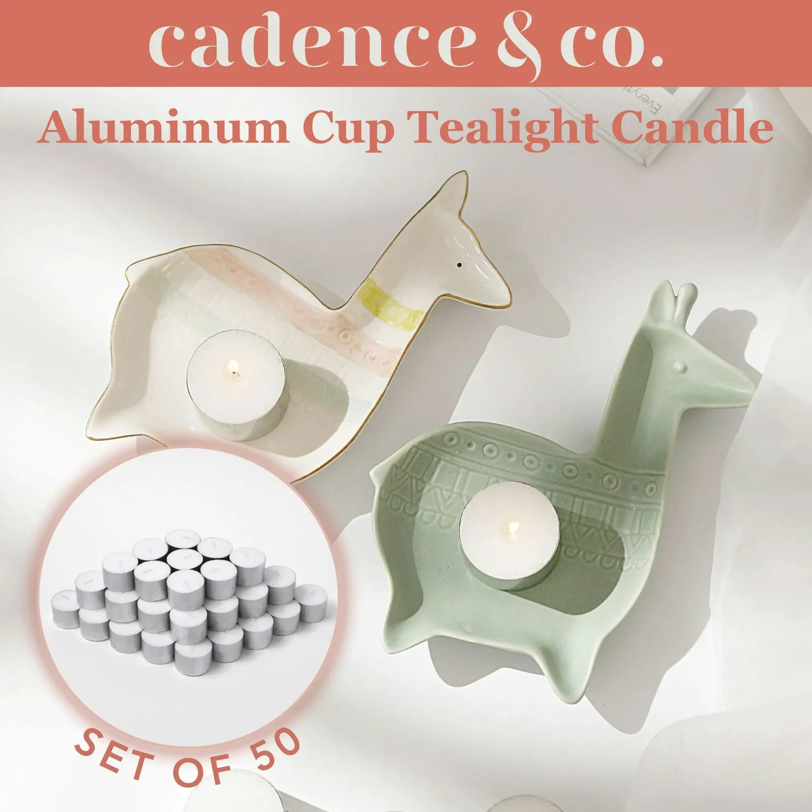 Cadence & Co. Aluminum Cup Tealight Candle Set 50 - Home & Garden