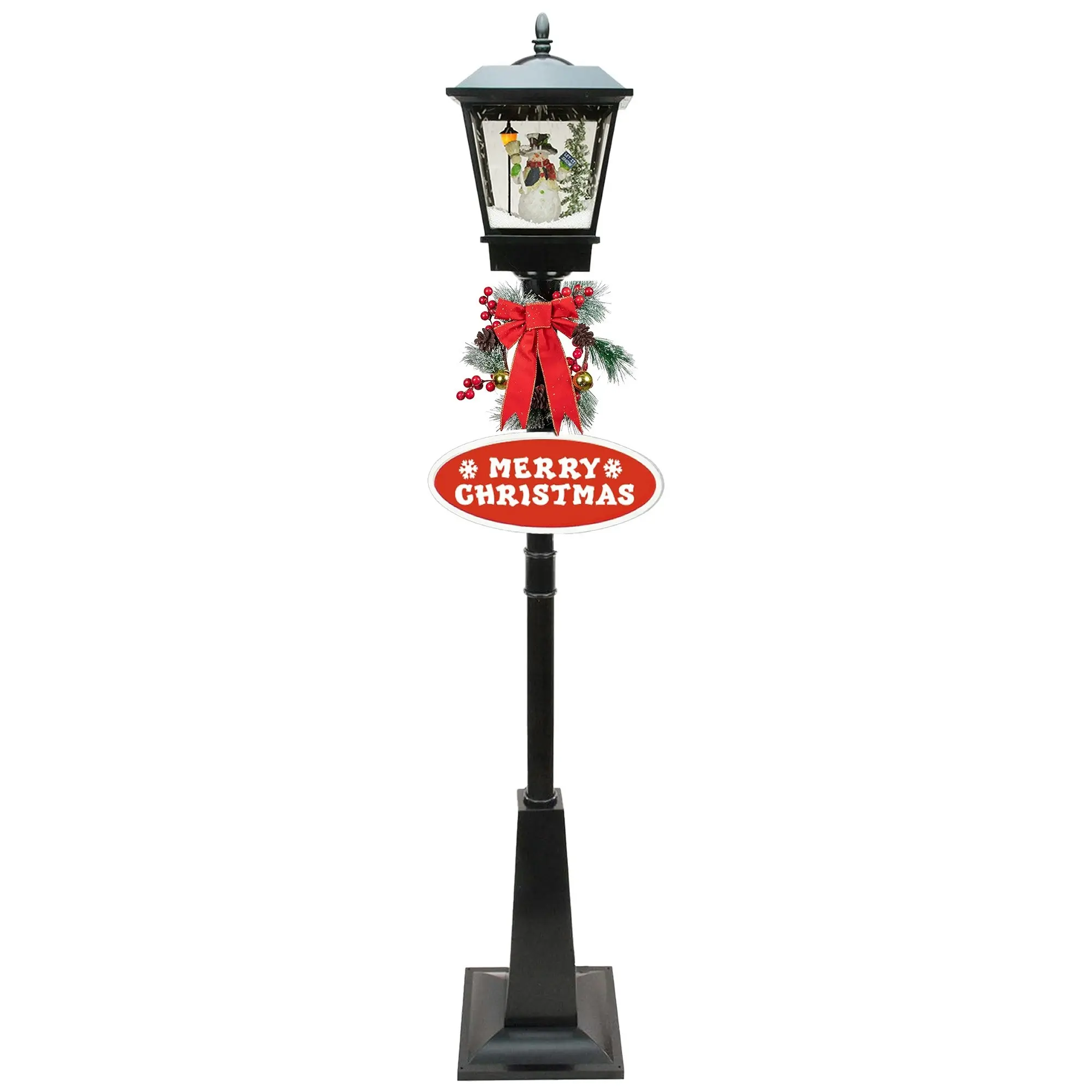 Christabelle 1.8m Christmas Lamp Post Outdoor Display Decoration LED Lights Front Yard Lawn Statue Ornament Black - Home & Garden