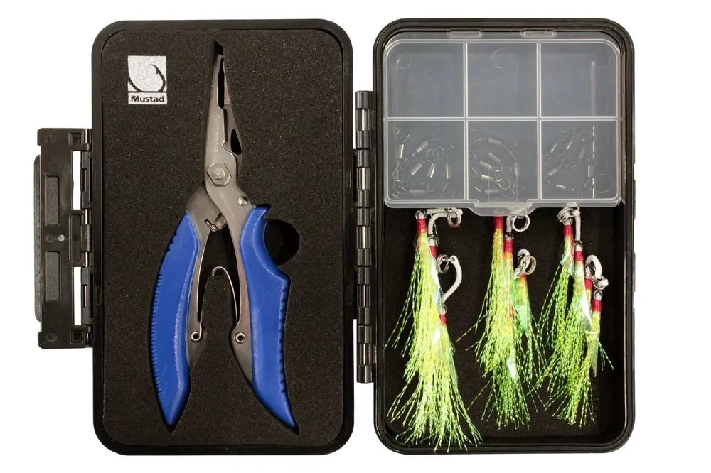 Mustad Light Jigging Assist Hook Replacement Kit with Split Ring Pliers - Sports & Outdoor