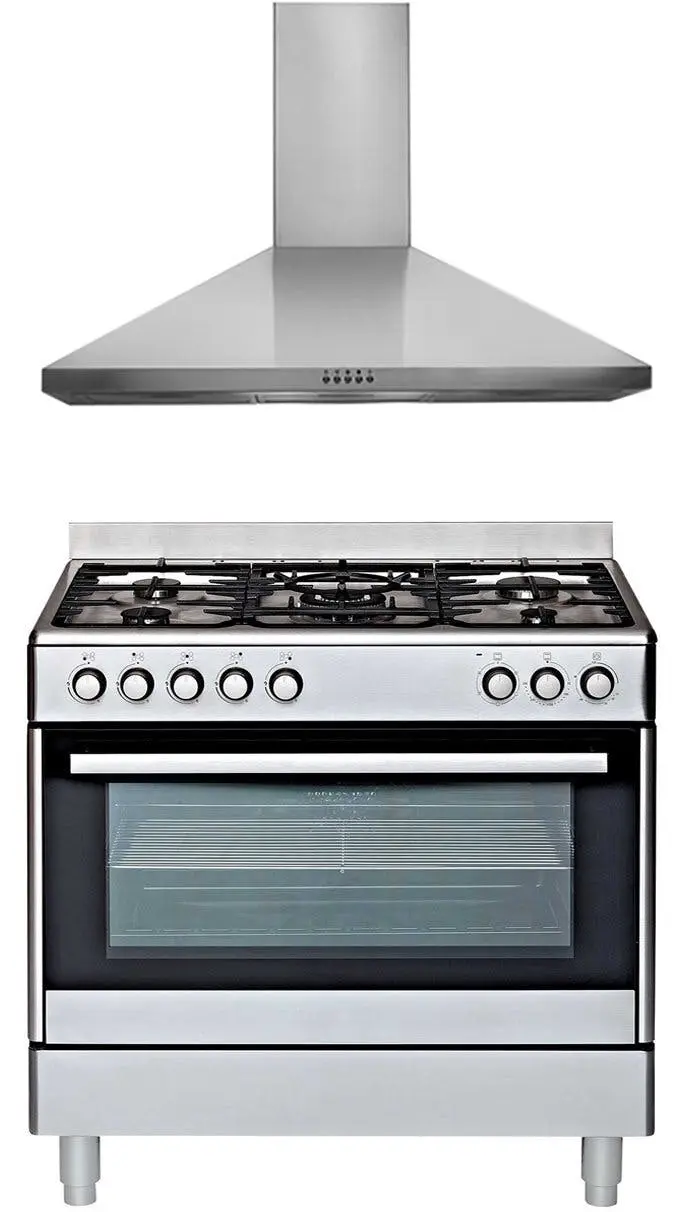 Euromaid 90cm Dual Fuel Freestanding Oven & 90cm Canopy Rangehood Pack - Home & Garden