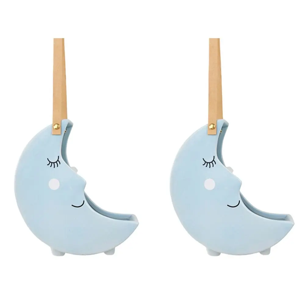 2x Urban Moon 22cm Ceramic Hanging Planter Flower/Plant Pot Home Desk Decor Blue - Home & Garden