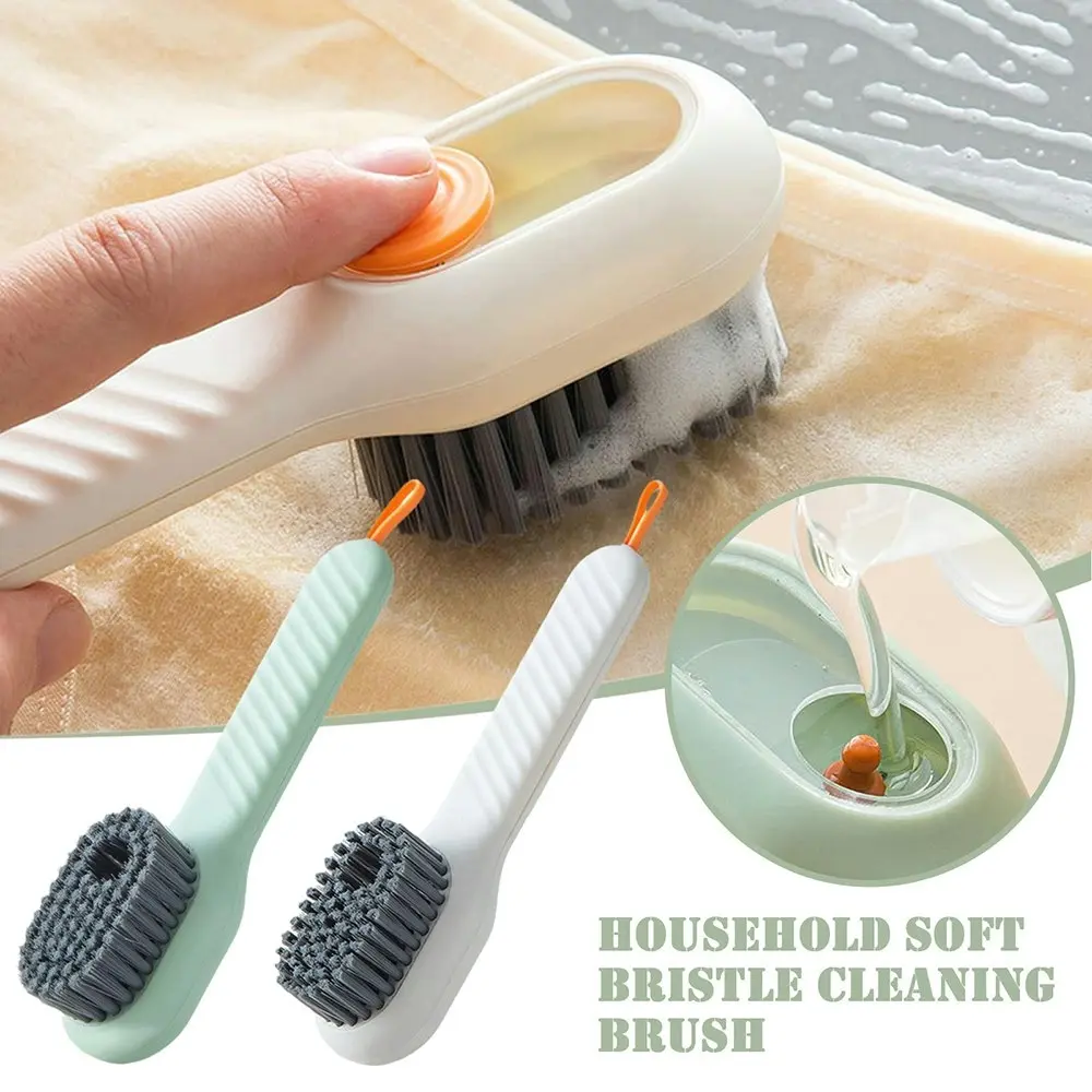 2 Pack Multifunctional Soft Bristled Liquid Shoe Brush Long Handle Clothes Brush - Home & Garden