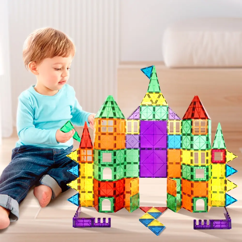 Playpals Kids Magnetic Tiles Blocks Building Educational Toys Child Gift 60PCS - Toys & Games