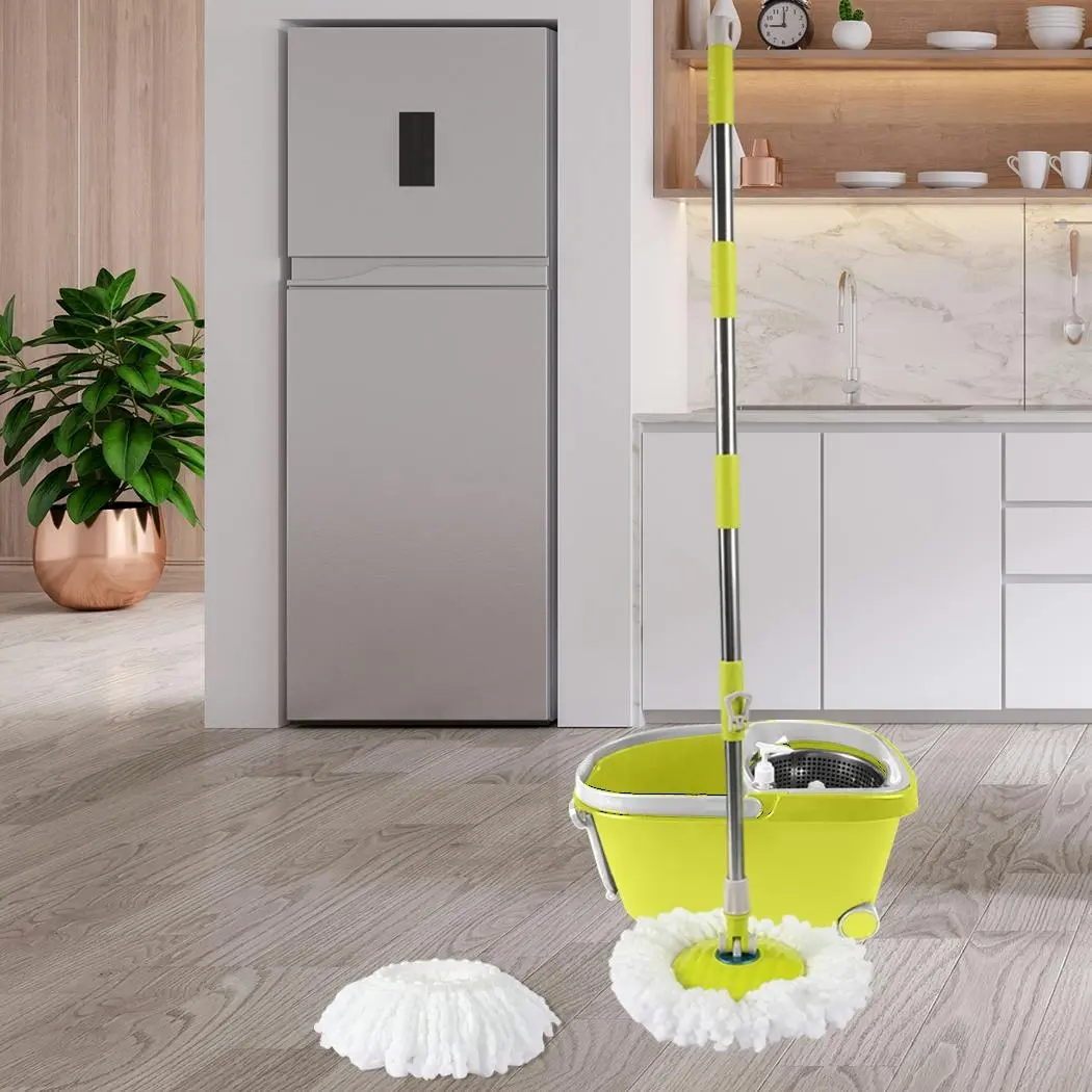 Cleanflo Spin Mop Bucket Set 360° Spinning Stainless-Steel Rotating Wet Dry