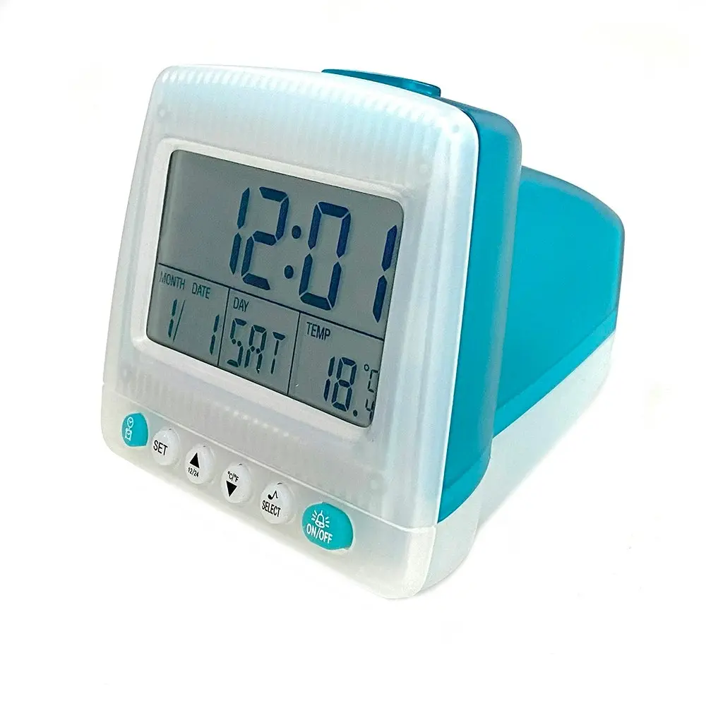 Digital 8cm 12/24Hr Clock w/ Universal Calendar/Alarm/Temp/Snooze/Light Blue - Home & Garden