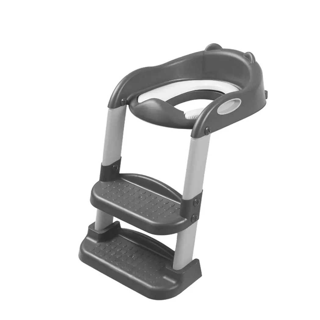 BoPeep Kids Toilet Ladder Toddler Training Step Stool Soft Seat Non Slip Grey - Baby