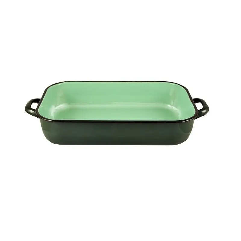 Urban Style Enamelware 3.4L Induction Oven Baking Dish Rectangle w/Handles Green - Home & Garden