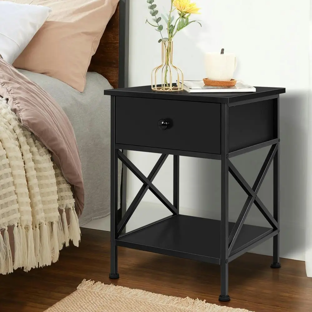 Alfordson Bedside Table Industrial Black - Furniture