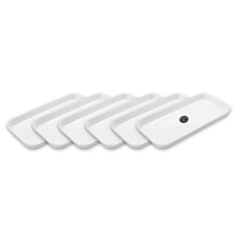 6x Lemon & Lime 28cm Rectangular Melamine Sandwich Serving Tray/Food Platter WHT - Home & Garden