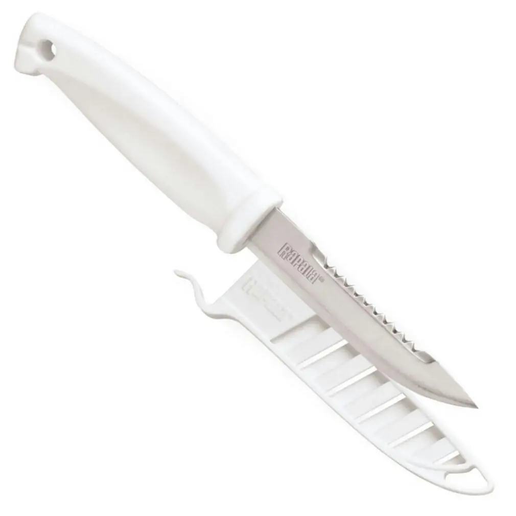 Rapala 4 Inch Bait Knife with Serrated Upper Blade and Knife Sheath - Sports & Outdoor