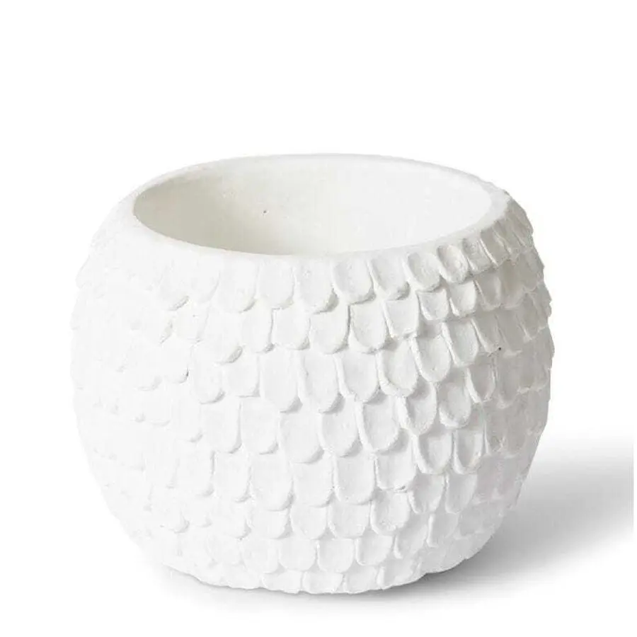 E Style Eason 24cm Cement Plant Pot Round Home/Garden Decor Planter White - Home & Garden