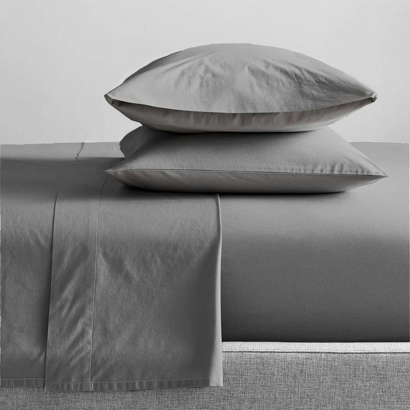 Renee Taylor Queen Bed Sheet Set 300TC Organic Cotton Home Bedding Steel Grey - Home & Garden