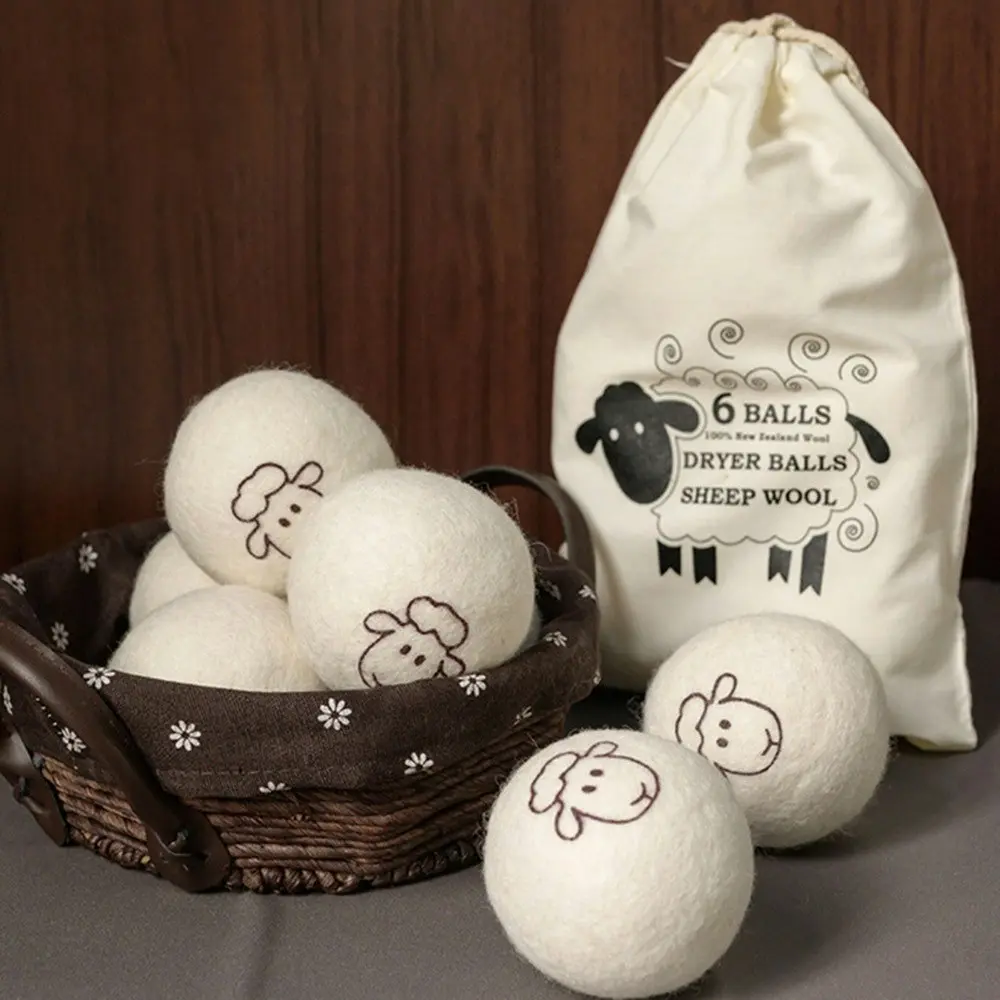6 Pack Wool Dryer Balls Reusable Laundry Balls for Dryer Natural Fabric - Home & Garden