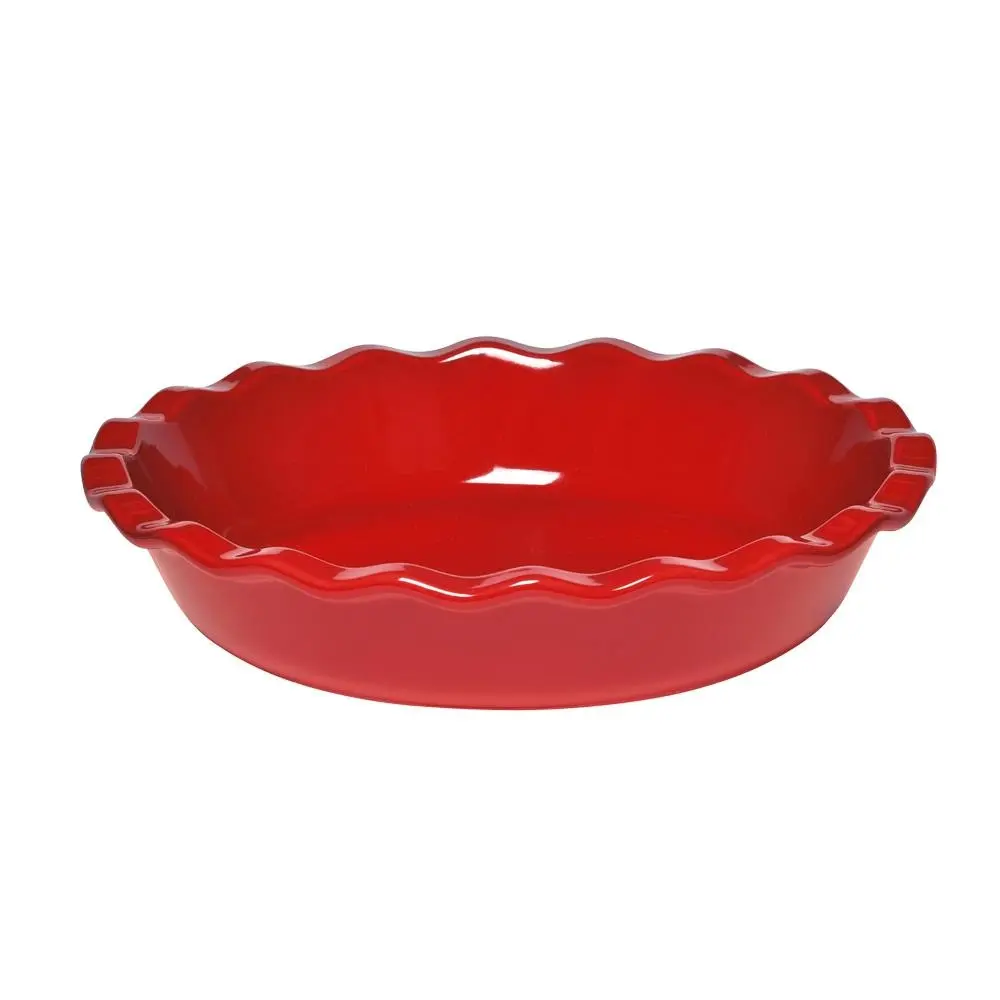 Emile Henry 23cm Ceramic Pie Dish Baking Container Round Dessert Pan Burgundy - Home & Garden