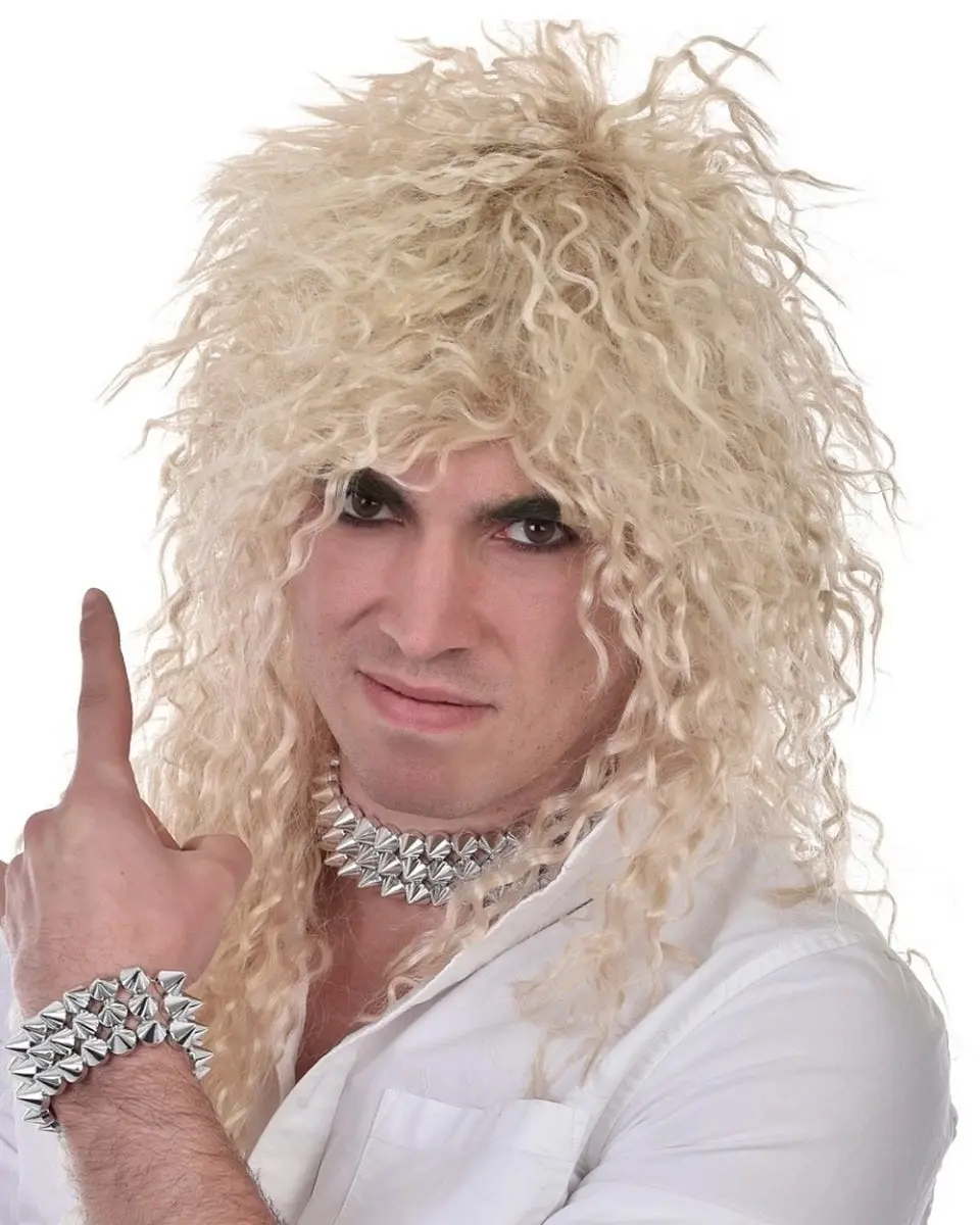 Rock God Crinkle Long Blonde Costume Wig - Fashion