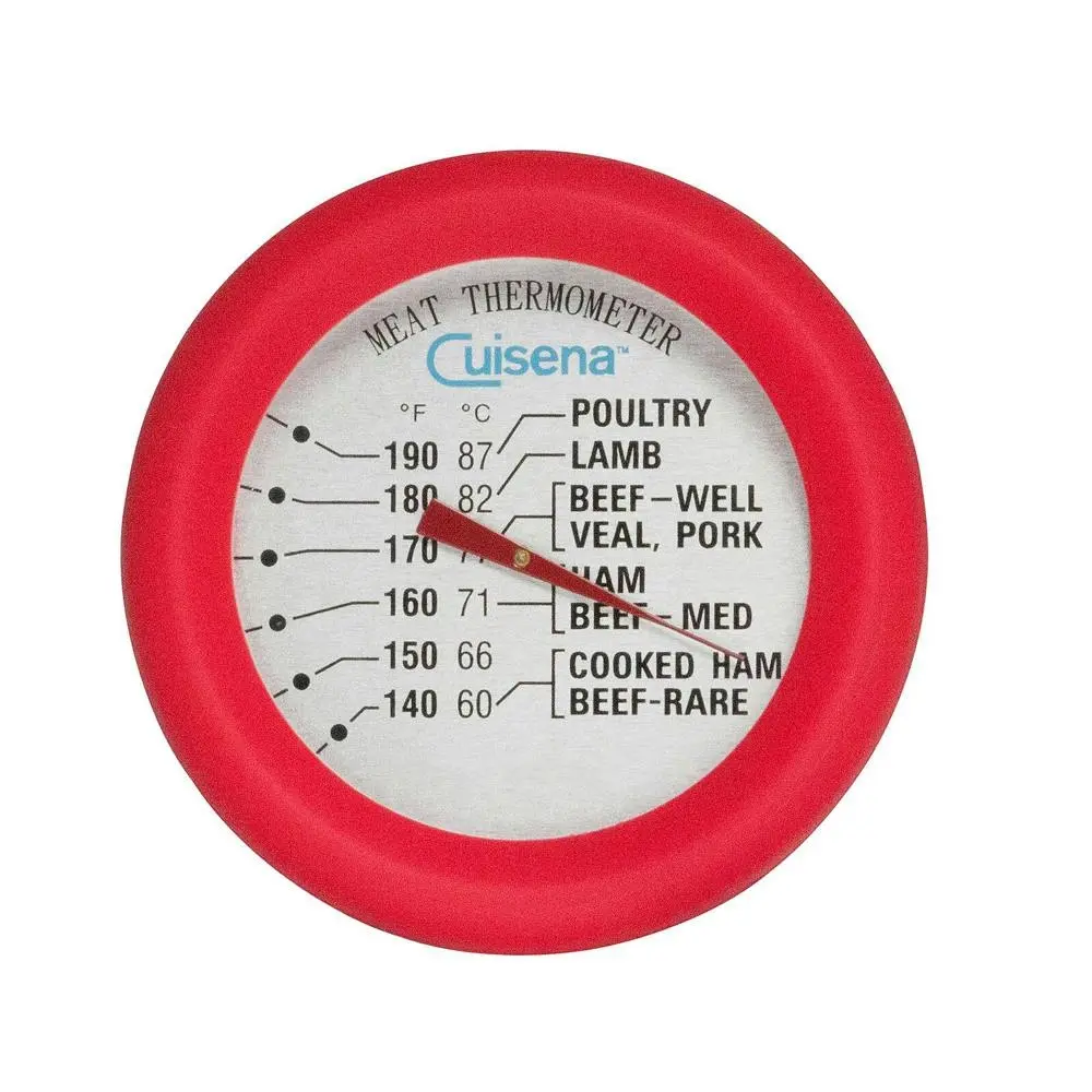 Cuisena Round Stainless Steel Meat Thermometer w/ Silicone Baking/Cooking Red - Home & Garden