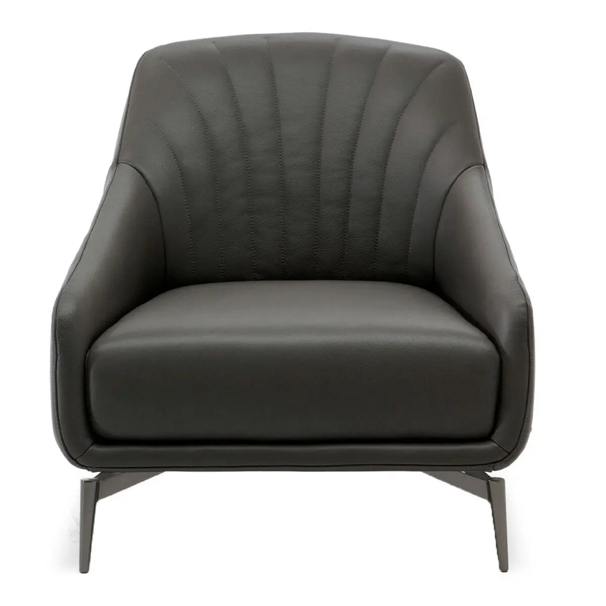Natuzzi Editions Felicita Charcoal Armchair Leather - Furniture