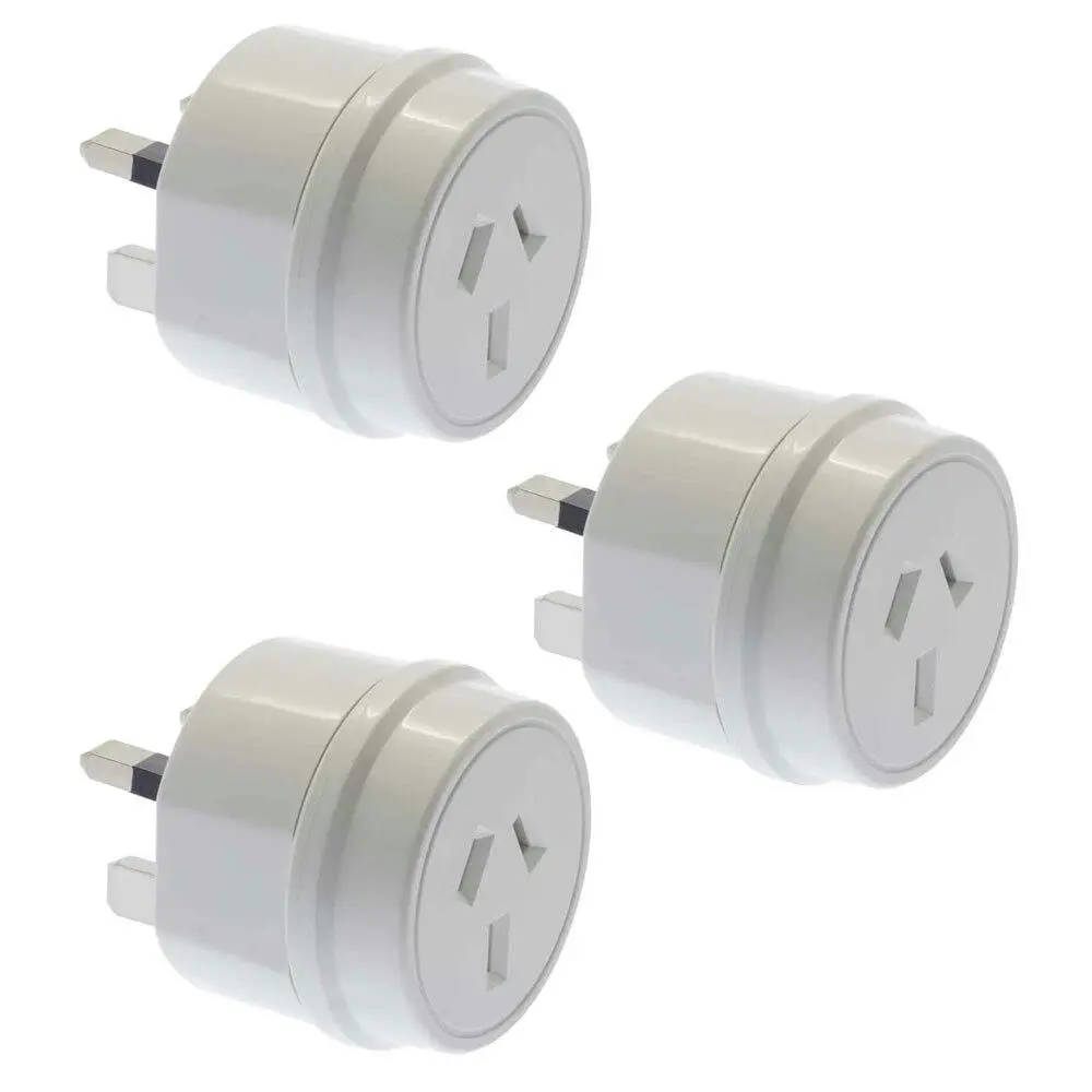 3PK Moki Travel Adaptor AUS/NZ to UK Adapter Wall Power Plug Outlet Socket White - Electronics
