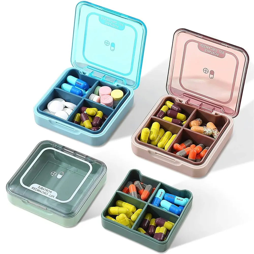 3 Pack Travel Pill Organizer 4 Compartments Medicine Organizer Portable Pill Box - Home & Garden
