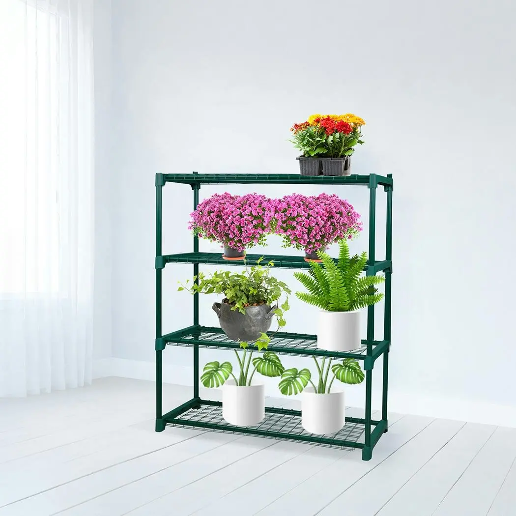 Levede 2x 4 Tier Metal Plant Stand Indoor Outdoor Flower Pot Holder Storage Rack - Home & Garden
