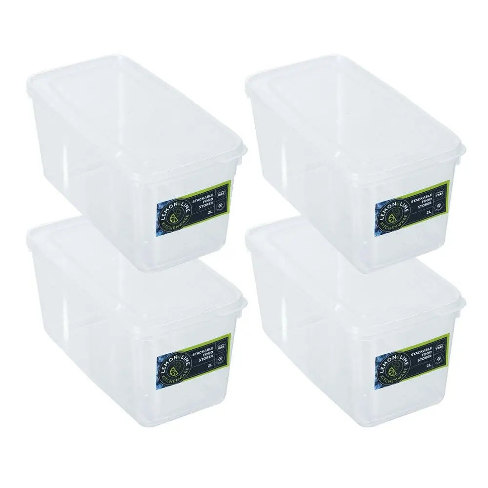 4x Lemon & Lime Keep Fresh 2L/23cm Food Storer Stackable Storage Container w/Lid - Home & Garden