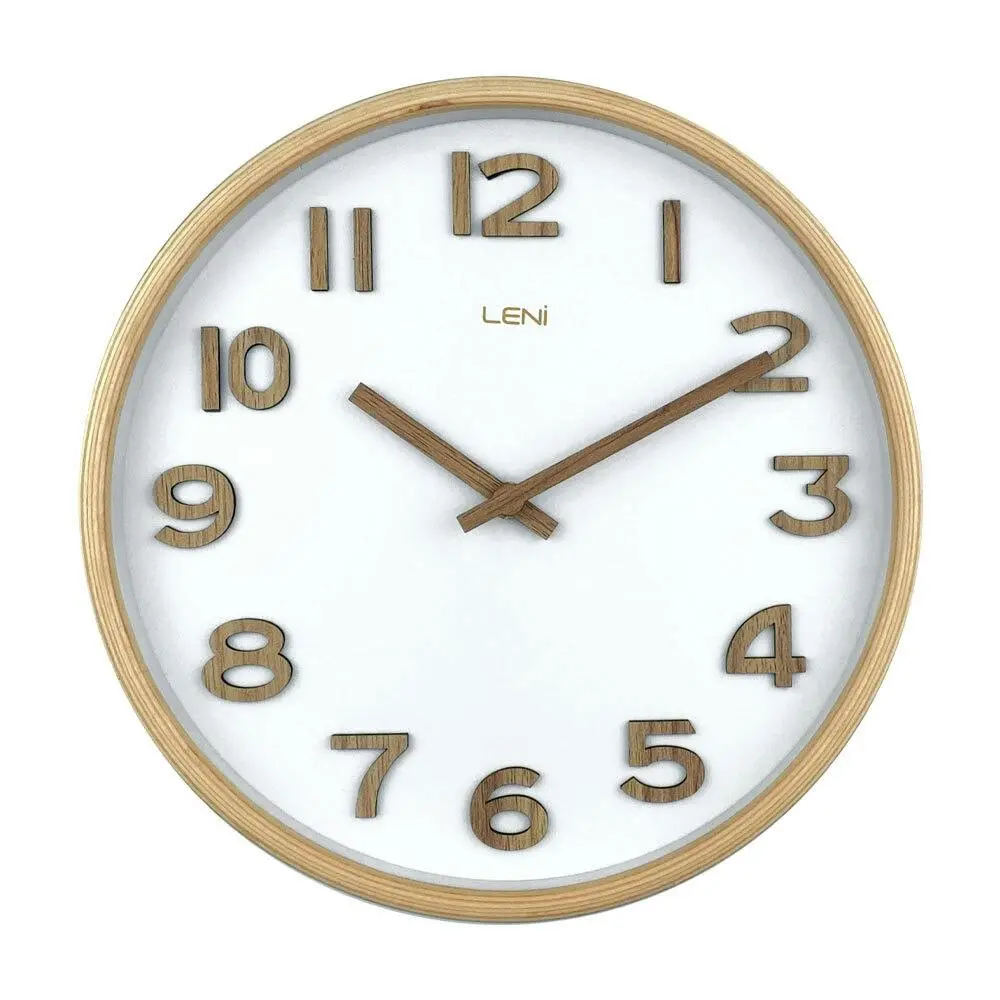 Leni Tilia Silent Sweeping Wooden Home Wall Timepiece Clock 25.5cm White - Home & Garden