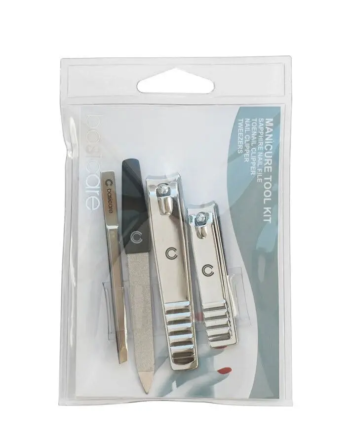 Basicare Stainless Steel Manicure Tool Kit with Clippers Tweezers and Nail File - Beauty
