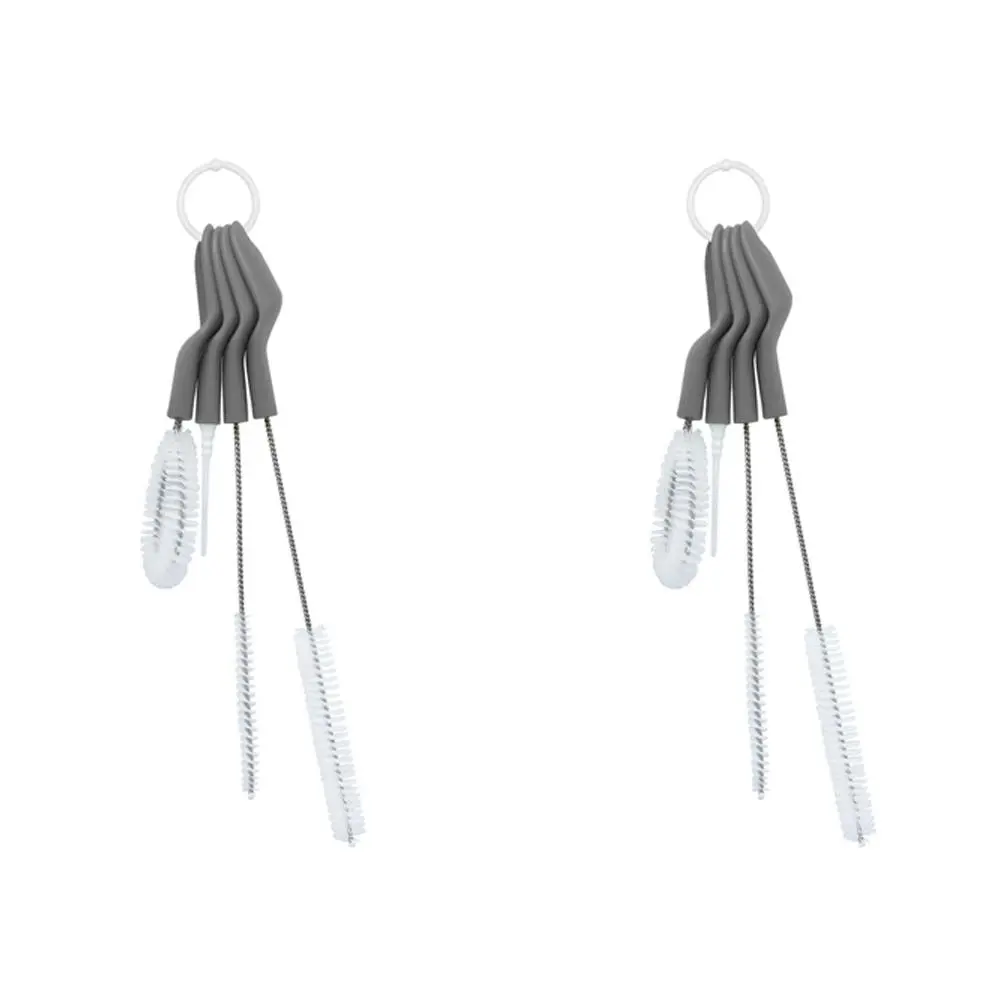 2x 4pc Full Circle Little Sipper Bottle/Straw/Lid Cleaning Brush/Scrub Set Grey - Baby