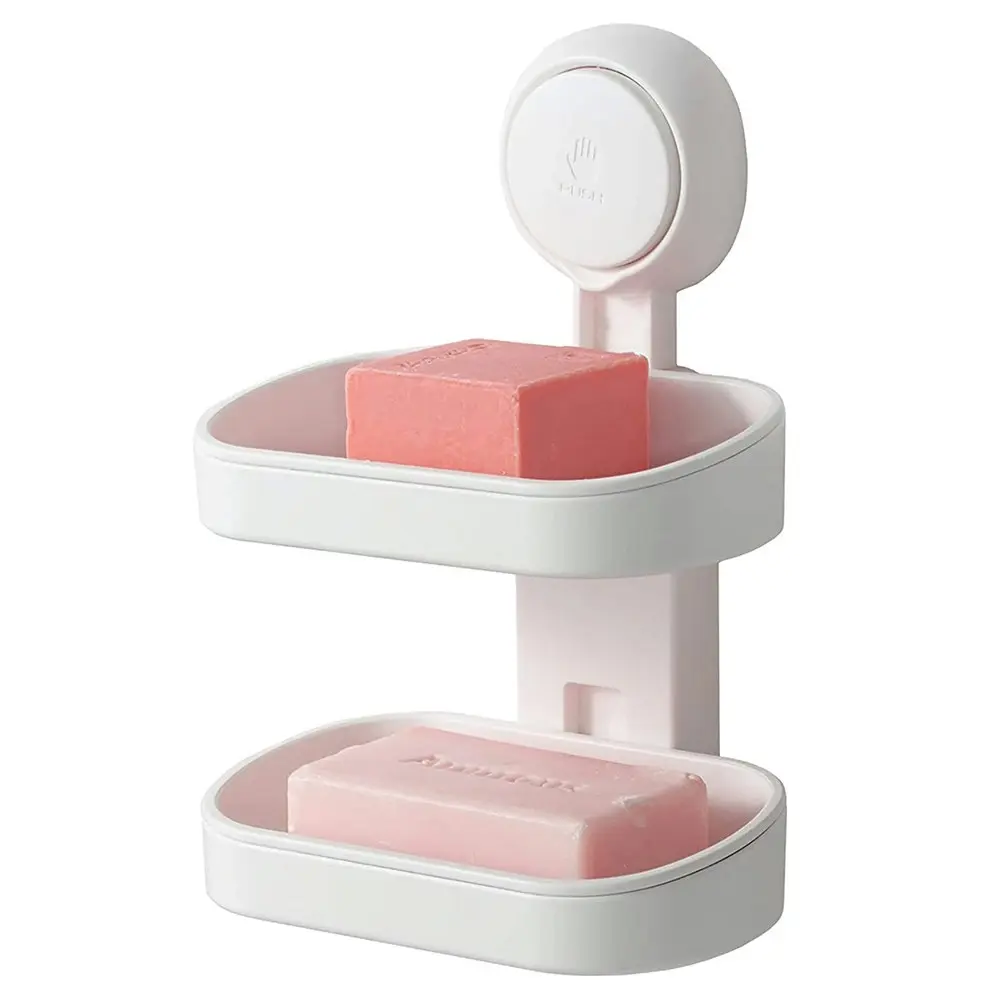 Double Layer Soap Dish Suction Cup Soap Holder Strong Sponge Rack For Bathroom - Home & Garden