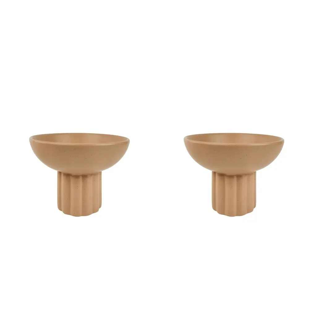 2x Urban Leilani 17cm Ceramic Tall Bowl Home Decor Planter/Vase Display Beige - Home & Garden