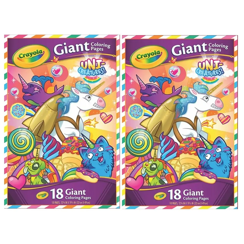 2x Crayola Giant 18pg Colouring Pages Foldalope Uni Creatures Kids/Children 3y+ - Entertainment