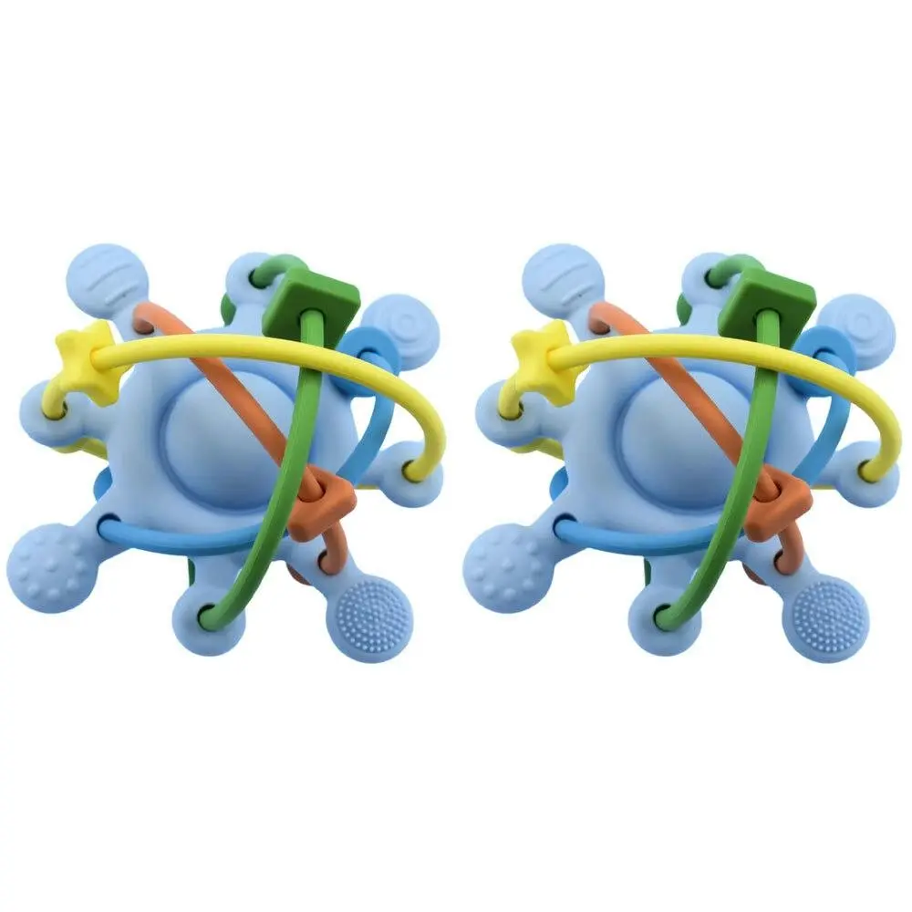 2x Koala Dream Kids/Childrens Silicone Sensory Space Rattle Teether Blue 4M+ - Baby