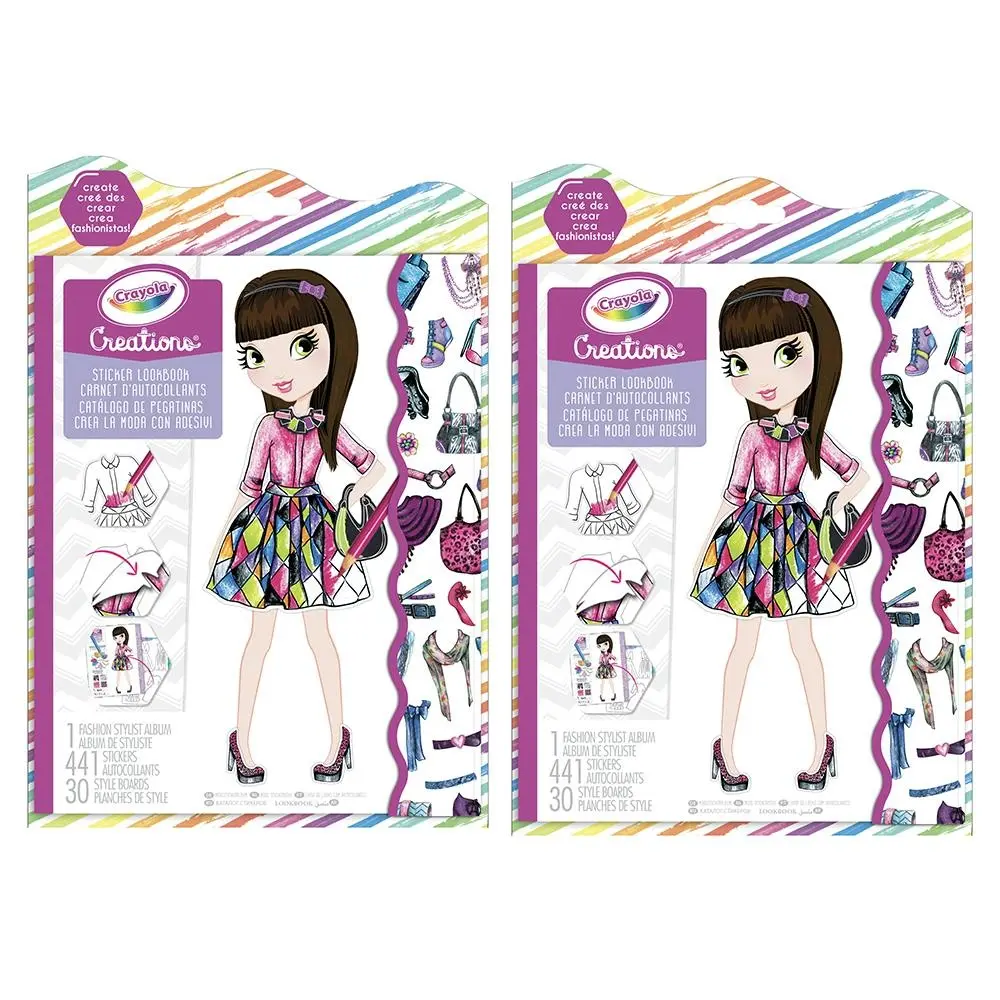 2x Crayola Childrens Art/Craft Creations Colouring/Sticker Fashion Look Book - Entertainment