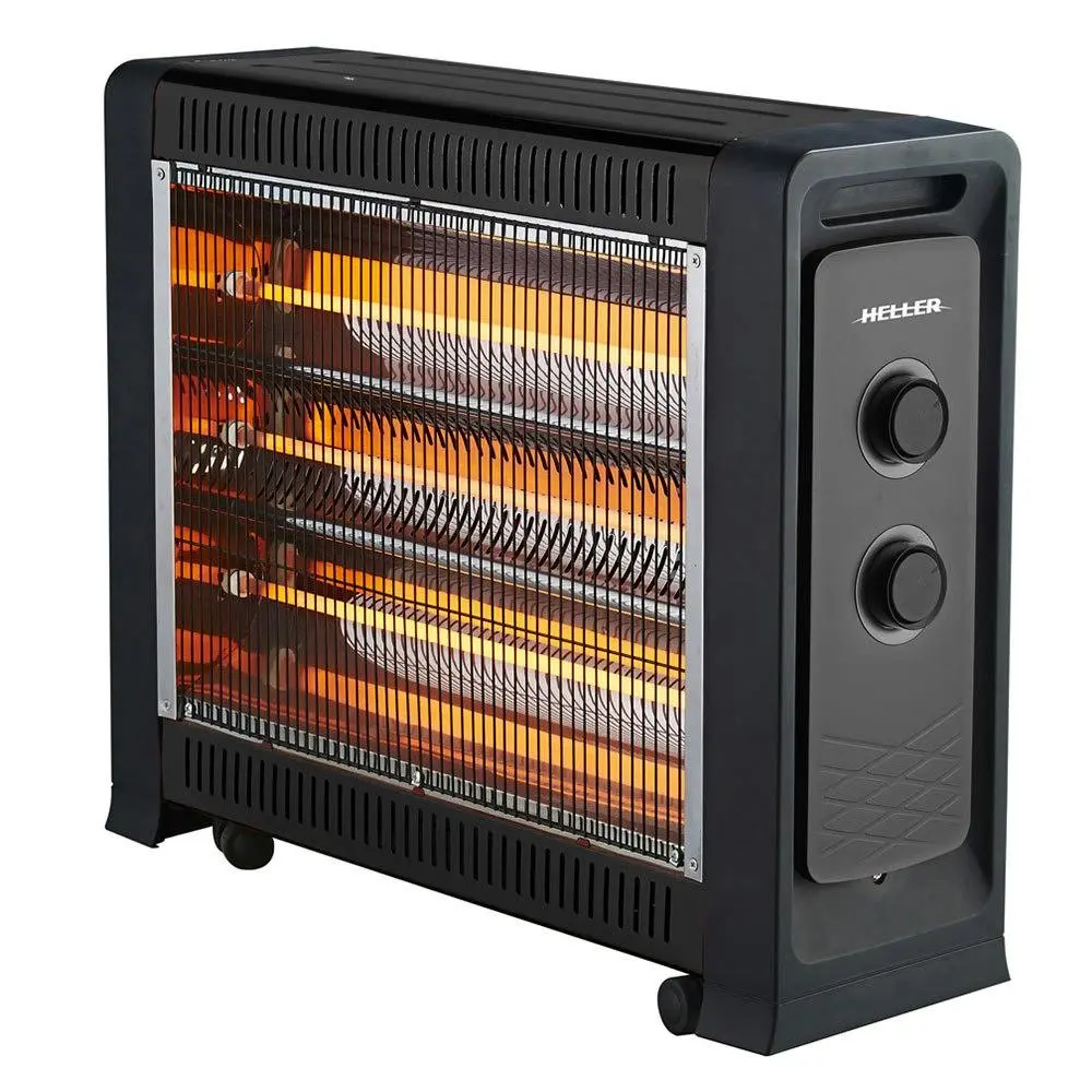 Heller 2400W Quartz Radiant Heater Fan Assisted Portable Electric Panel Heating - Home & Garden