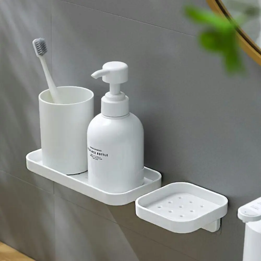 2Pcs Wall Mounted Drain Shelf Toilet Wash Rack Bathroom Wall Hanging Holder - Home & Garden