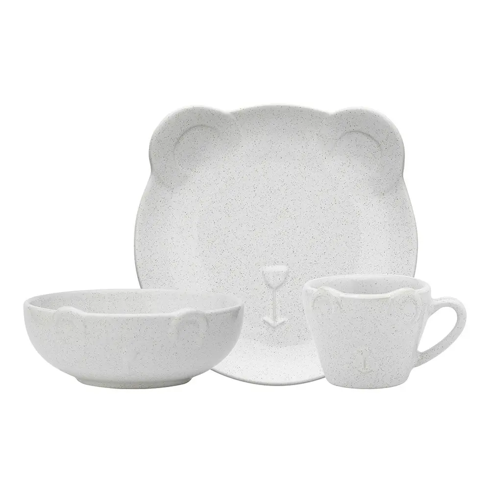 3pc Ecology Teddy Stoneware Kids/Childrens Plate/Bowl/Mug Homeware Set Oatmeal - Baby