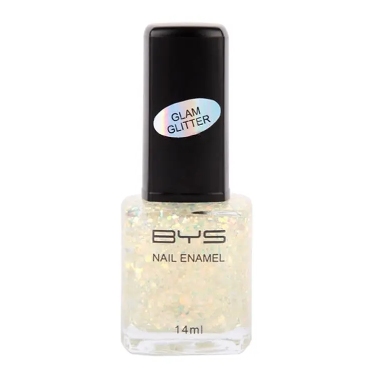 BYS Glam Glitter Nail Polish Prism Lights Enamel Lacquer Glitter Quick Dry 14ml - Beauty