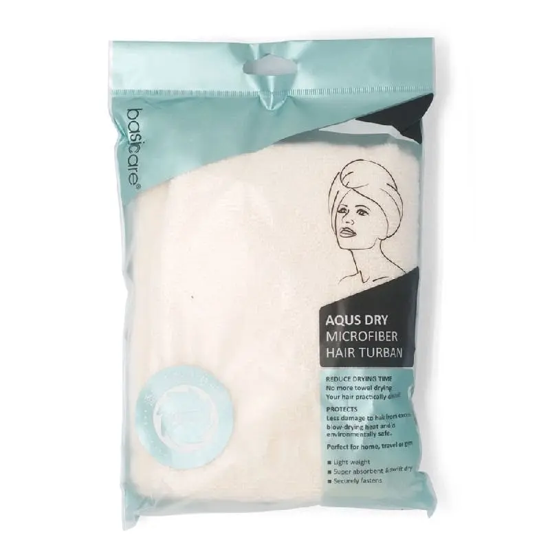 Basicare Aqus Dry Microfiber Hair Turban Lightweight Super Absorbent Quick Dry - Beauty