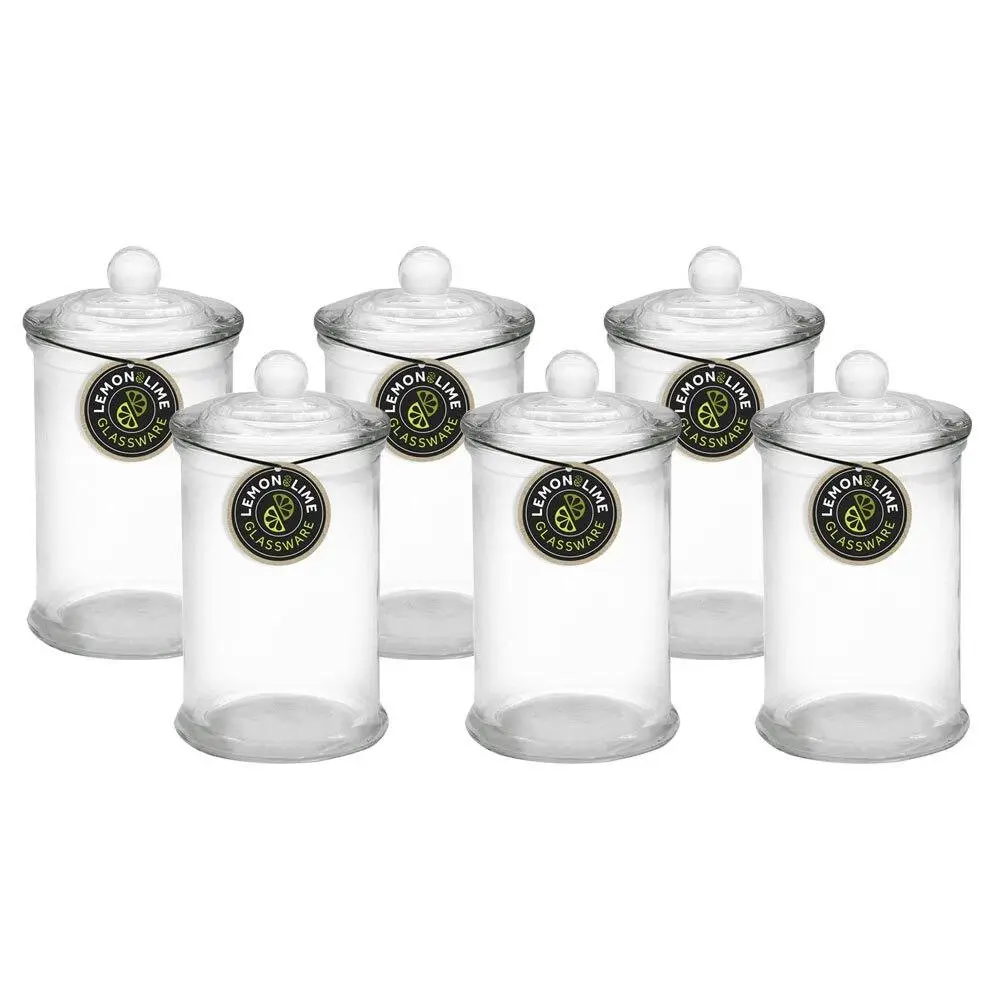 6x Lemon & Lime Multipurpose 370ml/14.5cm Glass Jar Container w/ Suction Lid CLR - Home & Garden