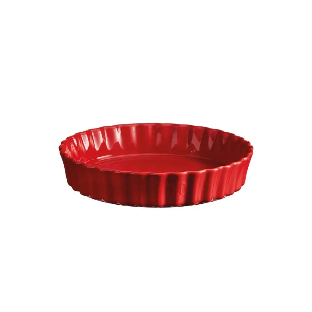 Emile Henry 24cm Ceramic Deep Tart Dish Kitchen Baking Container Pan Burgundy - Home & Garden
