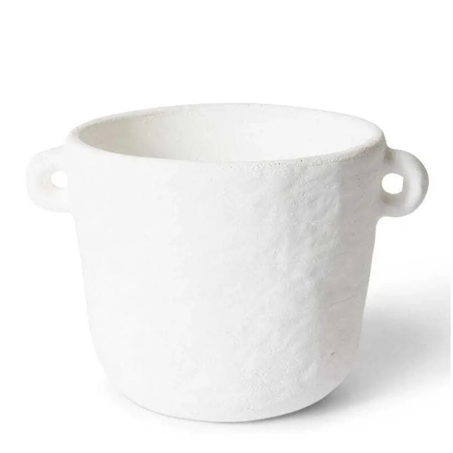 E Style Reese 30cm Cement Plant Pot Home Decorative Planter Round White - Home & Garden