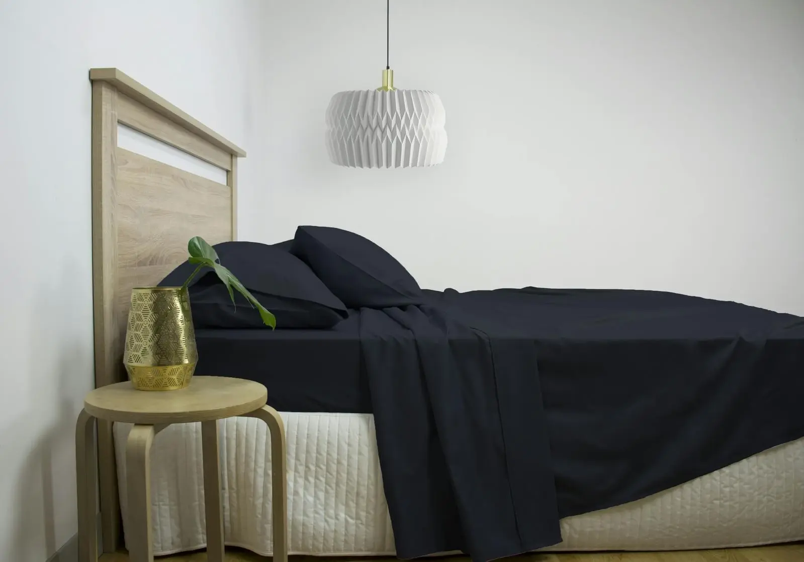 Ardor 2500TC Cotton Rich Queen Bed Size Fitted Sheet Set w/ 2x Pillowcases Navy - Best Selling Linen & Towels - From $20
