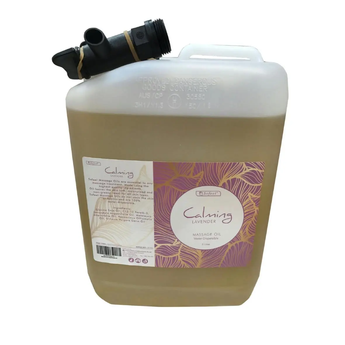 Sofeel Water Dispersible Massage Oils 5L with Trigger Sprayer Calming Lavender Scent - Beauty
