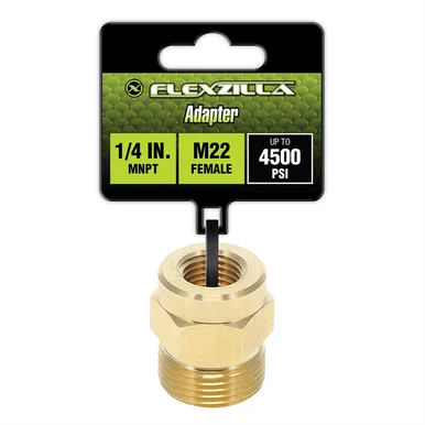 Flexzilla PW3002 Adapter, 1/4" Mnpt X M22 Female, Brass