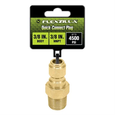 Flexzilla PW3591 Quick-connect Plug, 3/8" Body X 3/8" Mnpt, Steel