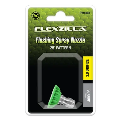 Flexzilla PW4008 Quick-connect Flushing Spray Nozzle, 1/4", 25°, Green, Stainless Steel/plastic
