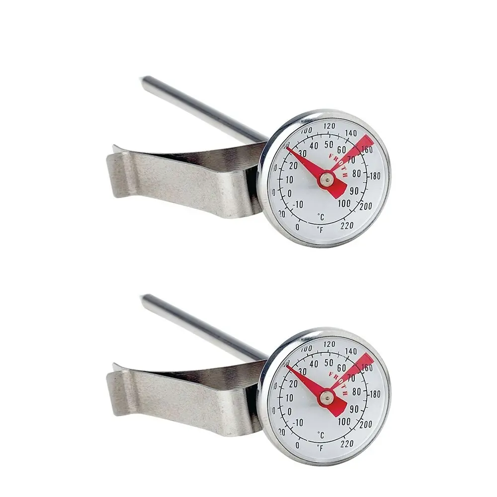 2x Cuisena Stainless Steel 27mm Dial Round Milk Thermometer Probe w/ Clip Silver - Home & Garden