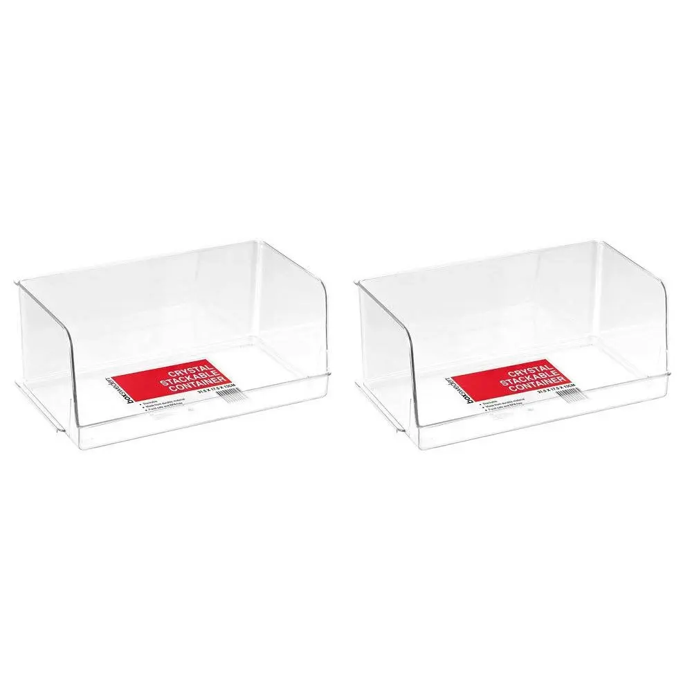 2x Boxsweden 31.5cm Crystal Kitchen Stackable Organiser/Storage Container Large - Home & Garden